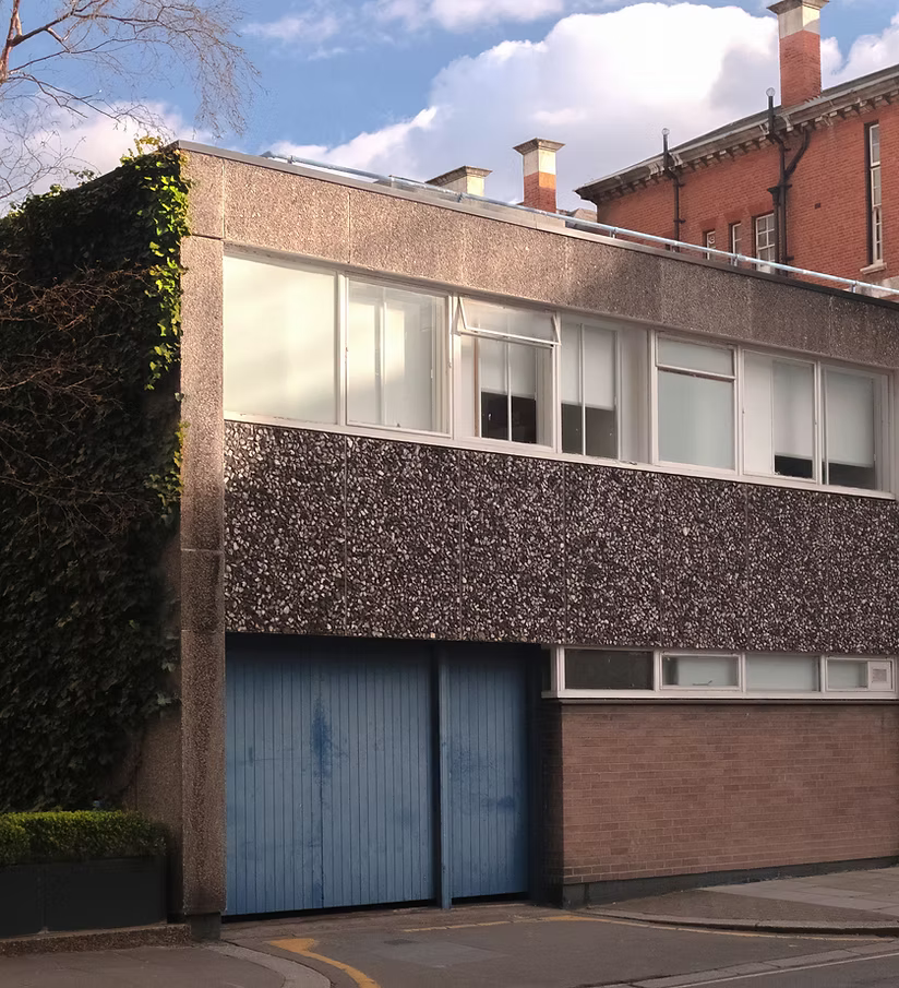 Blue Garage Door Builder Floor